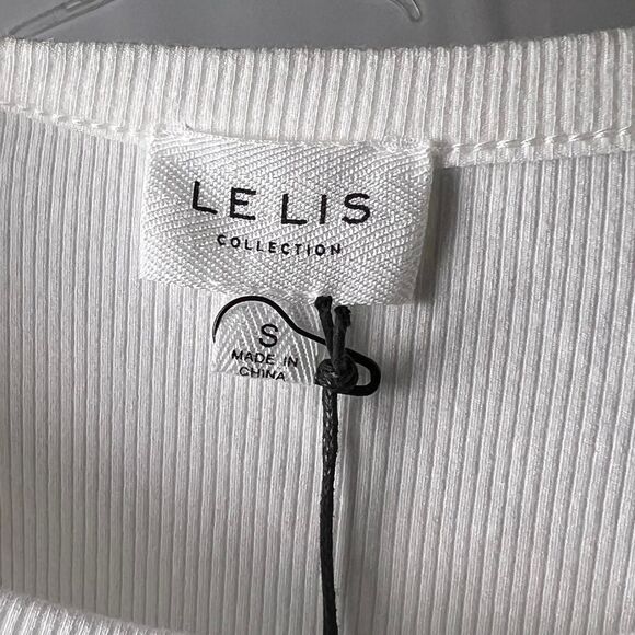 NWT Le Lis Collection White Ribbed Racerback Bodysuit (Size S) preppy casual - Picture 4 of 5